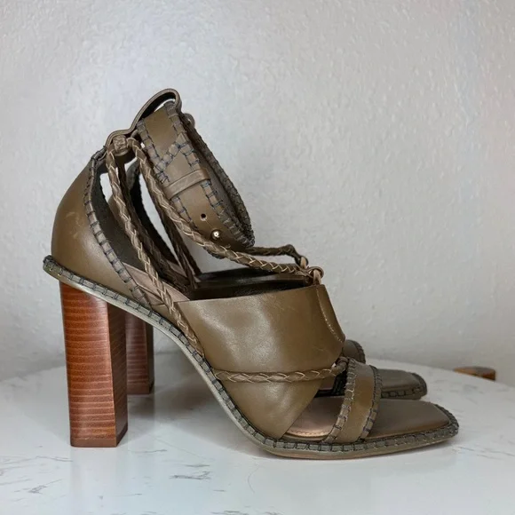 Ulla Johnson Leather Sandals Whipstitch Trim Multi Strap Ankle‎ - 40 / 9.5-10 - Picture 2 of 16